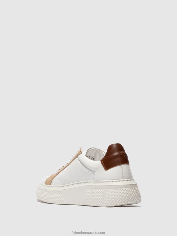 blanco/beige/coñac 2LT8B757 zapatillas con cordones emmy510 Fly London mujer