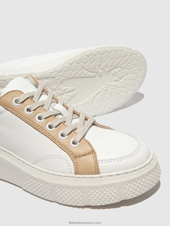 blanco/beige/coñac 2LT8B757 zapatillas con cordones emmy510 Fly London mujer