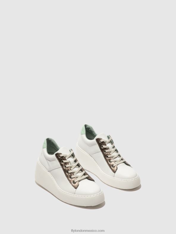 blanco/bronce grafito/menta 2LT8B722 zapatillas con cordones delf580 Fly London mujer