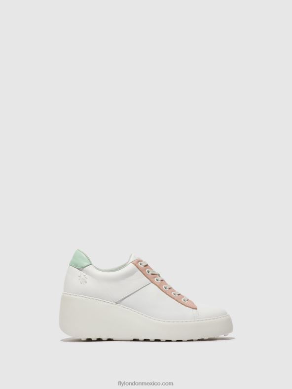 blanco/nude/menta 2LT8B713 zapatillas con cordones delf580 Fly London mujer