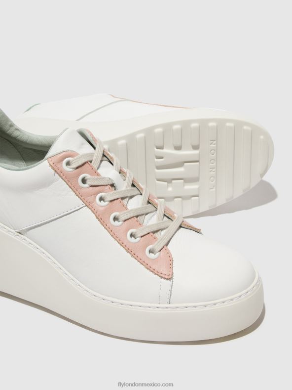 blanco/nude/menta 2LT8B713 zapatillas con cordones delf580 Fly London mujer