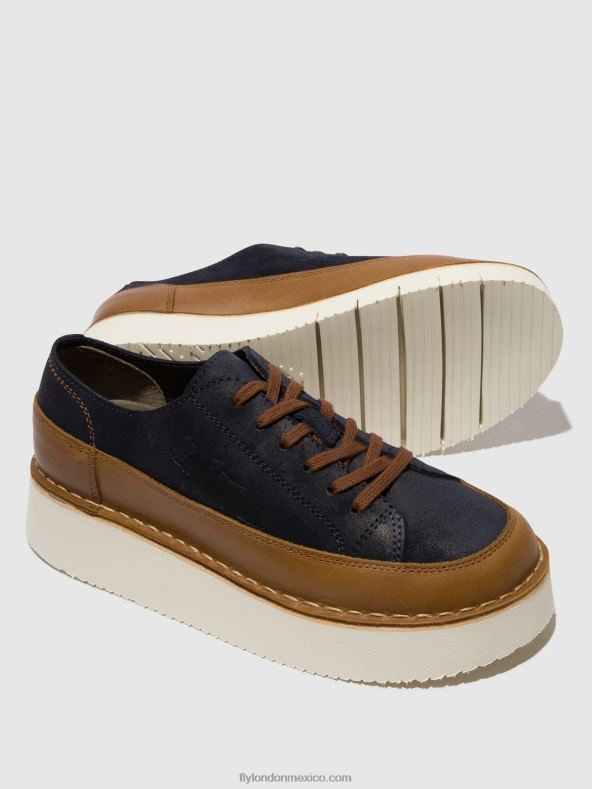 camello/azul marino 2LT8B725 deportivas con cordones cuda099 Fly London mujer