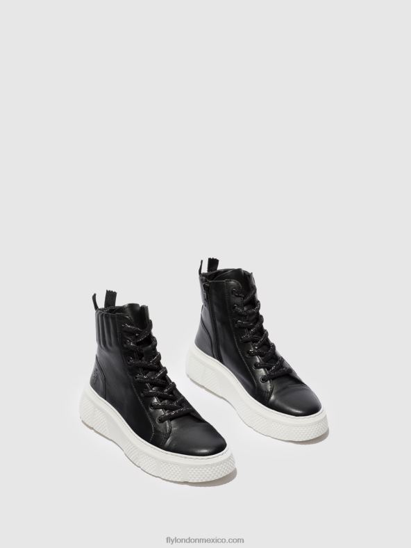 dublín negro (suela blanca) 2LT8B764 zapatillas con cordones erby484 Fly London mujer