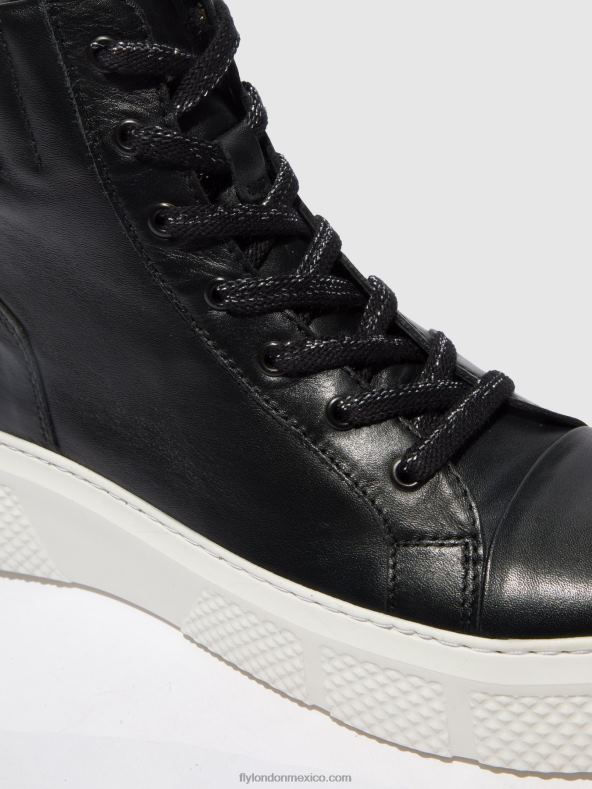 dublín negro (suela blanca) 2LT8B764 zapatillas con cordones erby484 Fly London mujer