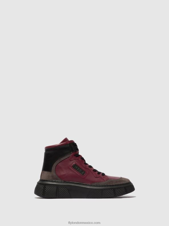 gris/vino/negro 2LT8B734 zapatillas con cordones eppe531 Fly London mujer