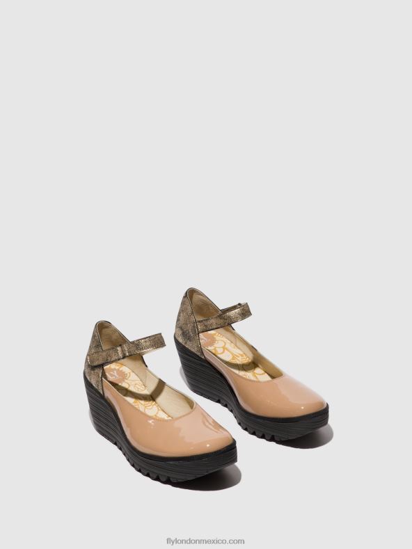 capuchino/champán 2LT8B671 zapatos merceditas yawo345 Fly London mujer