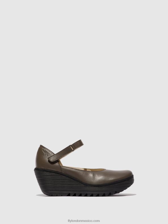 dk gris pardo 2LT8B668 zapatos merceditas yawo345 Fly London mujer