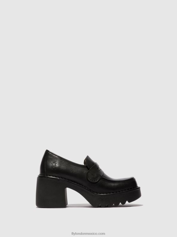 negro 2LT8B676 zapatos mocasines muly252 Fly London mujer