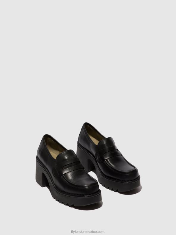 negro 2LT8B676 zapatos mocasines muly252 Fly London mujer
