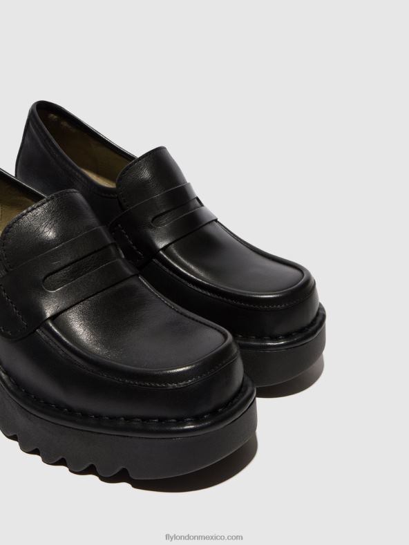 negro 2LT8B676 zapatos mocasines muly252 Fly London mujer
