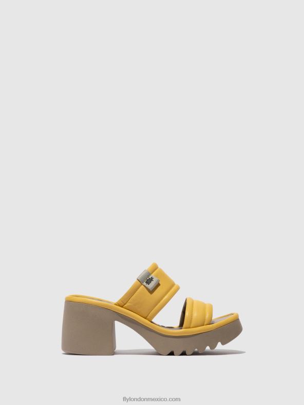 amarillo 2LT8B364 mules sin cordones mava432 Fly London mujer