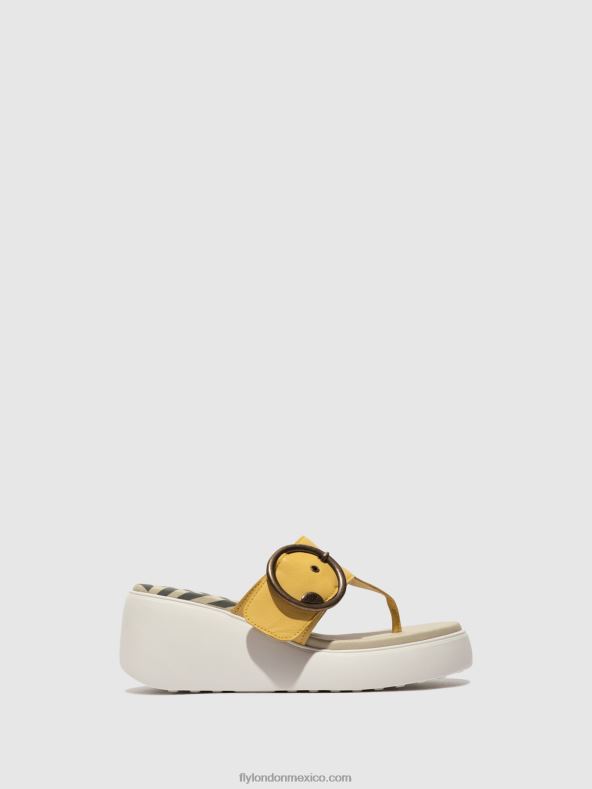 amarillo 2LT8B372 mules con hebilla dafi938 Fly London mujer