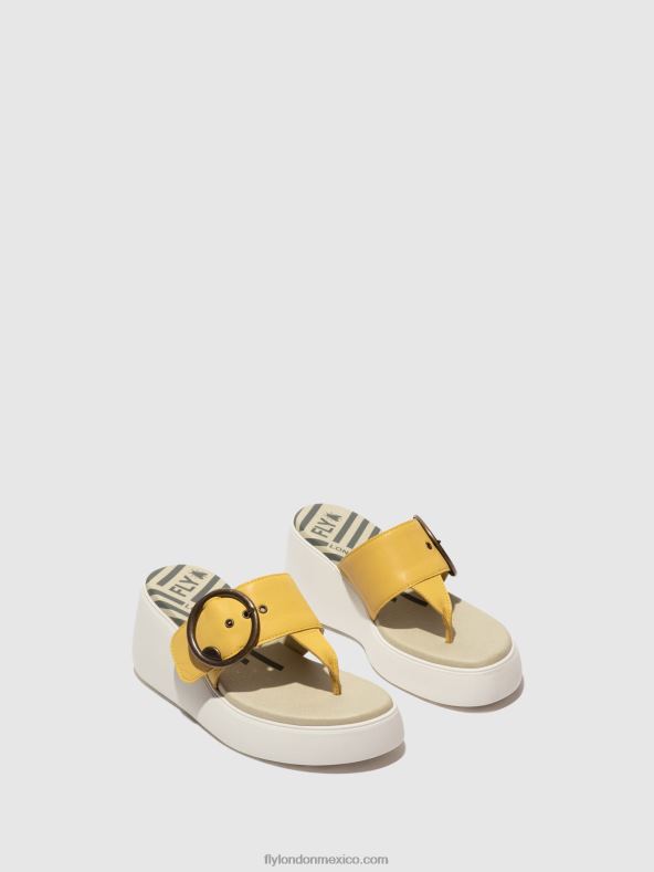 amarillo 2LT8B372 mules con hebilla dafi938 Fly London mujer