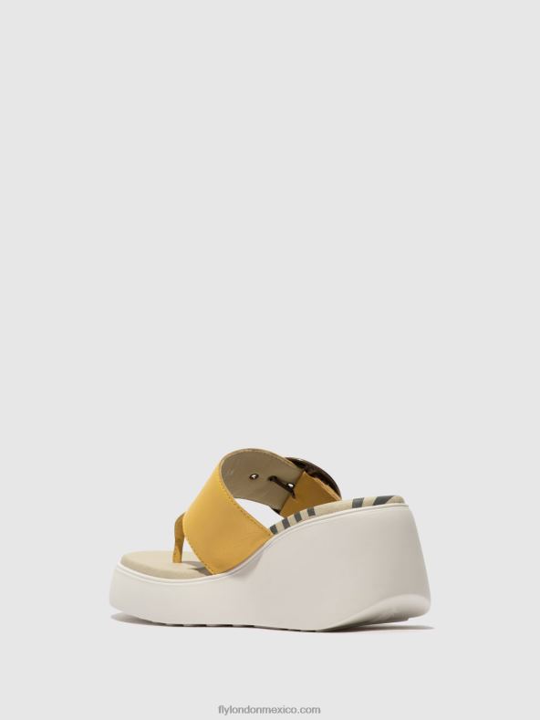 amarillo 2LT8B372 mules con hebilla dafi938 Fly London mujer