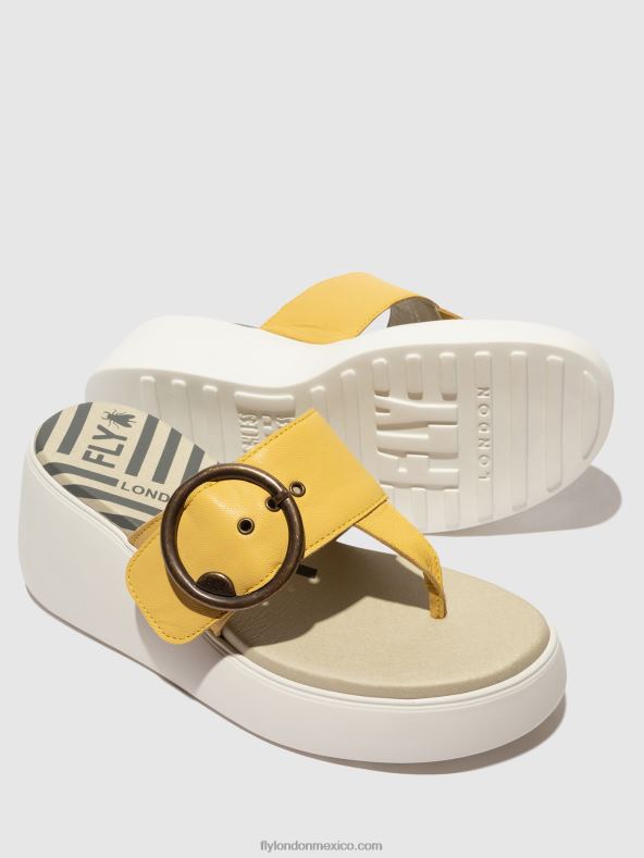 amarillo 2LT8B372 mules con hebilla dafi938 Fly London mujer