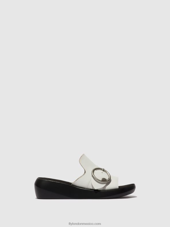 blanquecino 2LT8B380 mules con hebilla beyd925 Fly London mujer