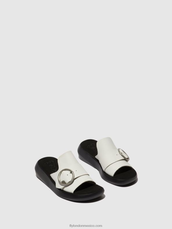 blanquecino 2LT8B380 mules con hebilla beyd925 Fly London mujer