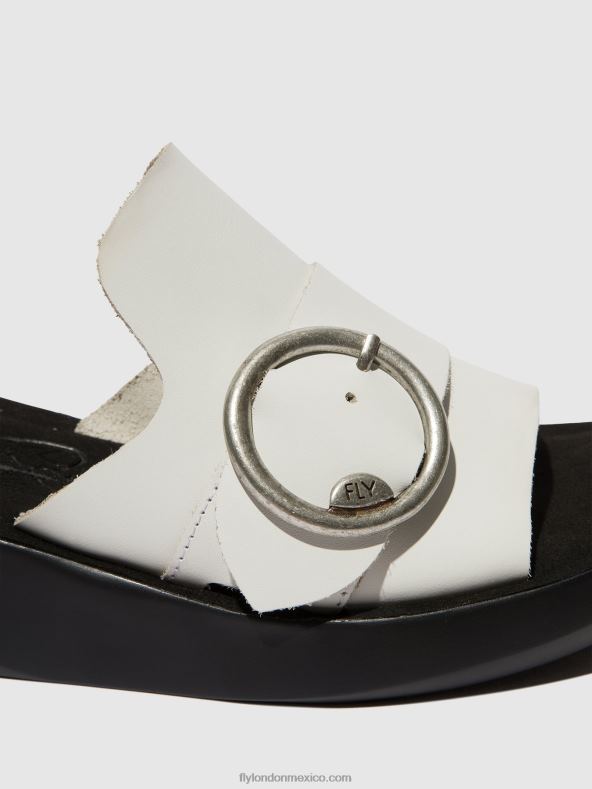 blanquecino 2LT8B380 mules con hebilla beyd925 Fly London mujer