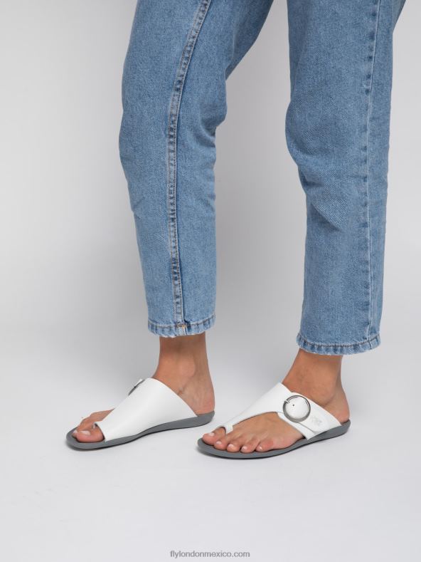 brida blanca 2LT8B385 mules con punta abierta mica758 Fly London mujer