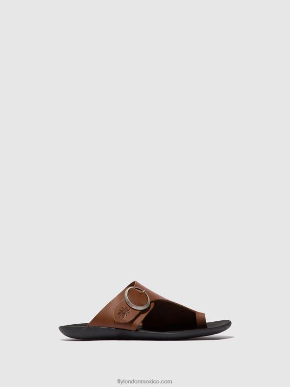 coñac 2LT8B382 mules con punta abierta mica758 Fly London mujer