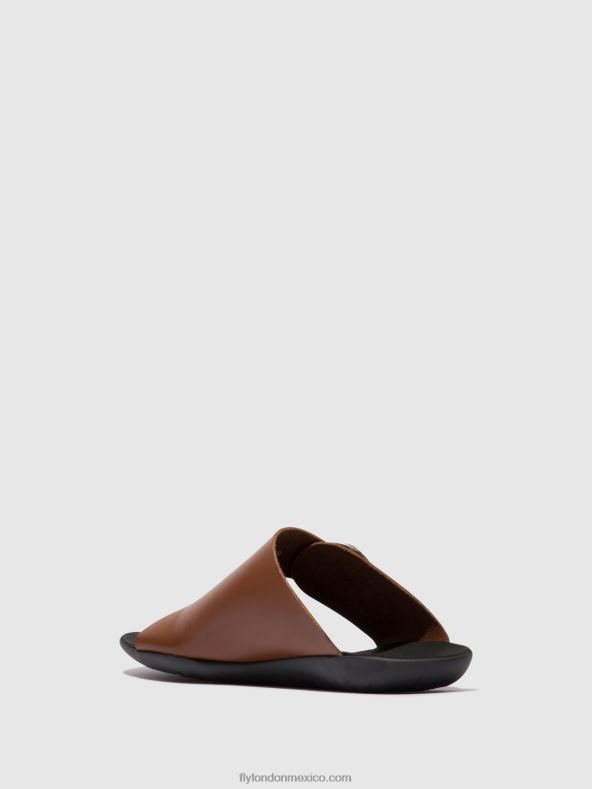 coñac 2LT8B382 mules con punta abierta mica758 Fly London mujer