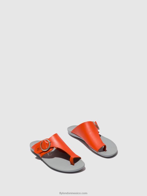 coral 2LT8B383 mules con punta abierta mica758 Fly London mujer