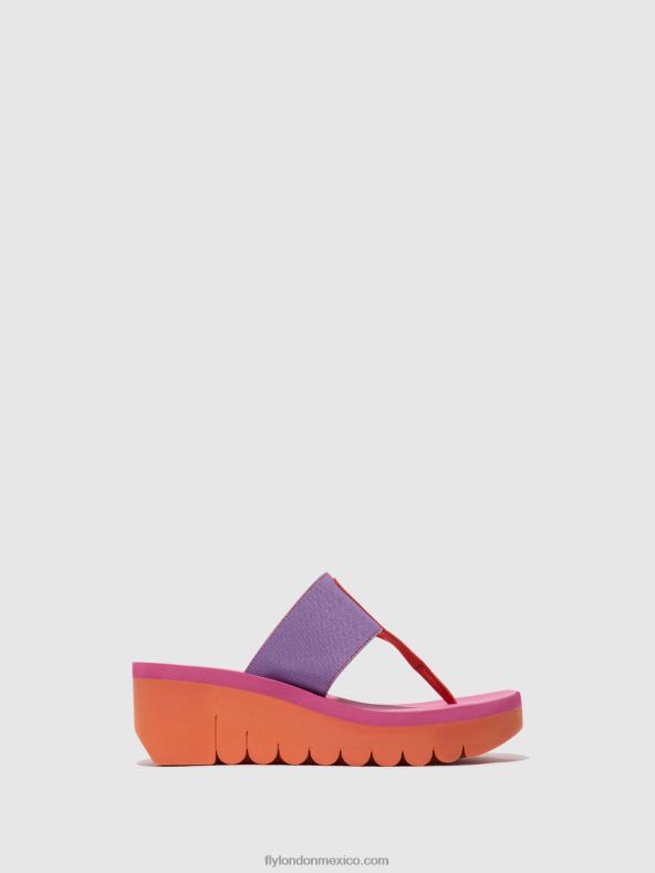 naranja/violeta (rosa) 2LT8B360 mules sin cordones yomu725 Fly London mujer