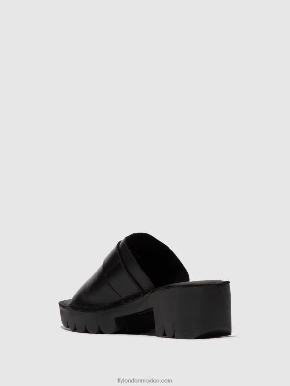 negro 2LT8B370 mules con hebilla eple519 Fly London mujer