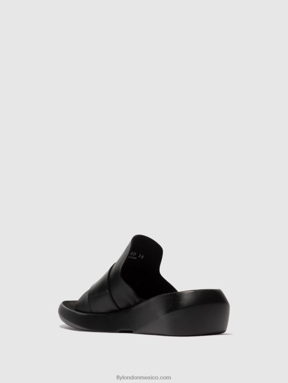 negro 2LT8B378 mules con hebilla beyd925 Fly London mujer