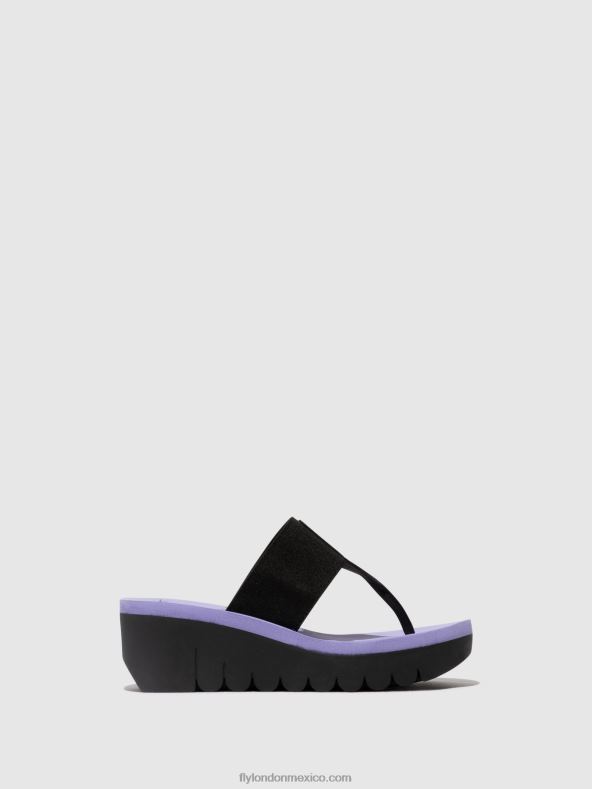 negro (viola) 2LT8B361 mules sin cordones yomu725 Fly London mujer