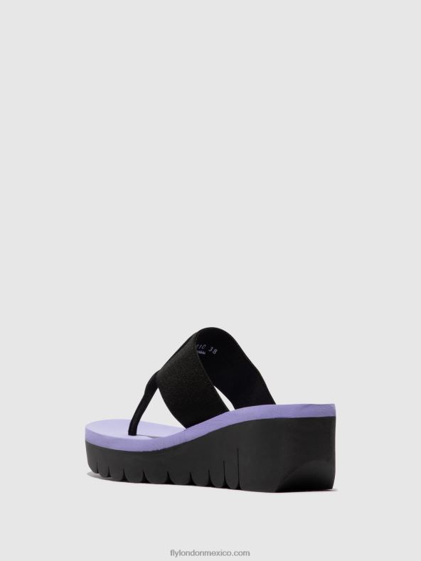 negro (viola) 2LT8B361 mules sin cordones yomu725 Fly London mujer