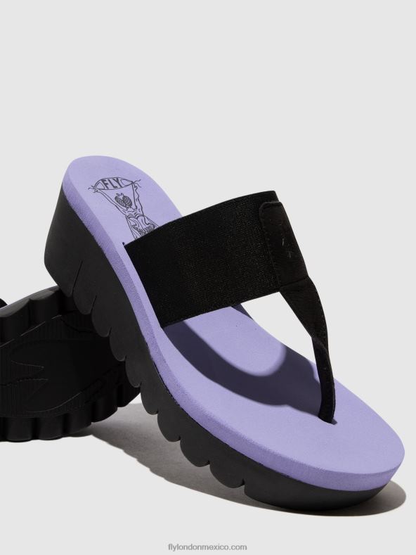 negro (viola) 2LT8B361 mules sin cordones yomu725 Fly London mujer