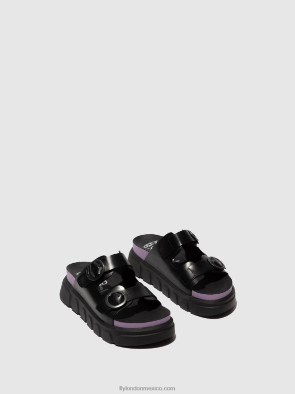 negro (violeta) 2LT8B376 mules hebilla cide946 Fly London mujer
