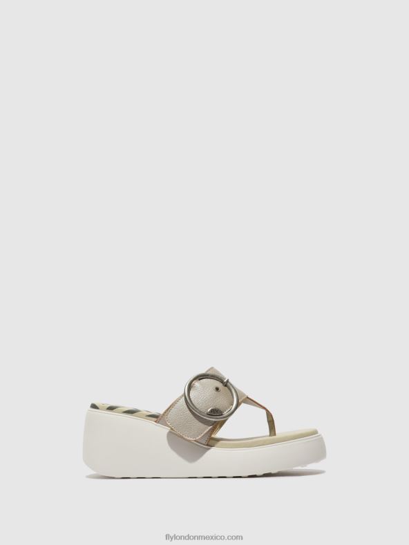 plata 2LT8B374 mules con hebilla dafi938 Fly London mujer