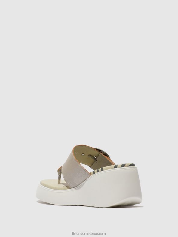 plata 2LT8B374 mules con hebilla dafi938 Fly London mujer