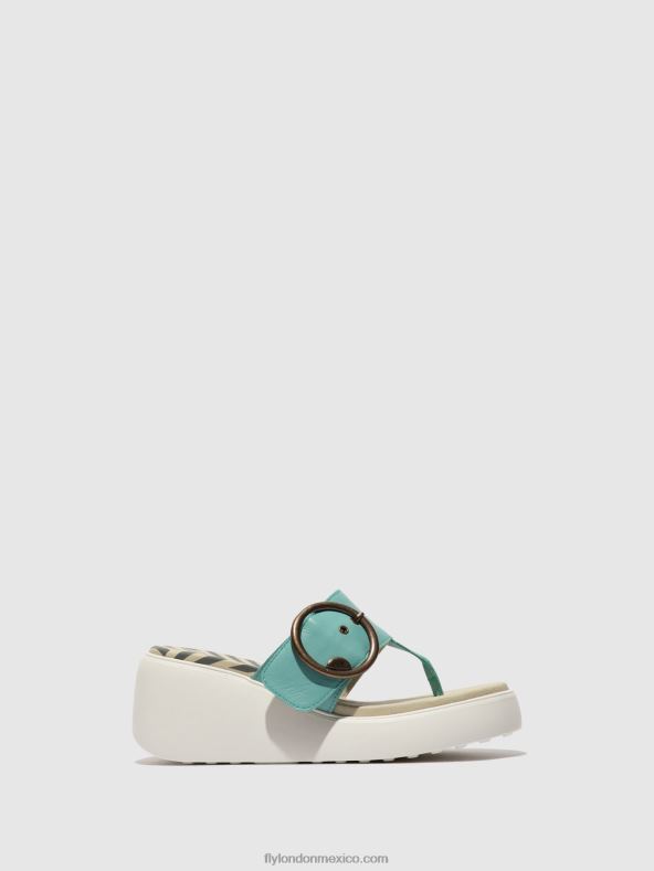 turquesa 2LT8B375 mules con hebilla dafi938 Fly London mujer