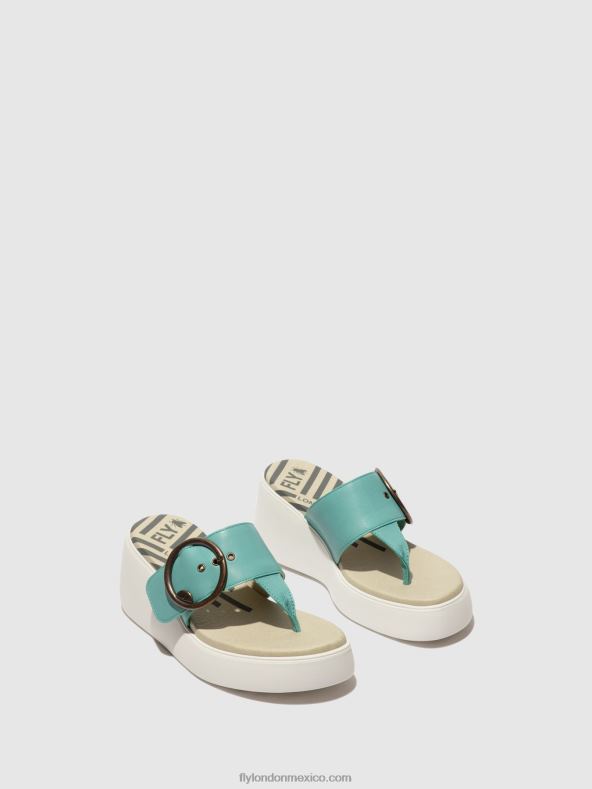 turquesa 2LT8B375 mules con hebilla dafi938 Fly London mujer