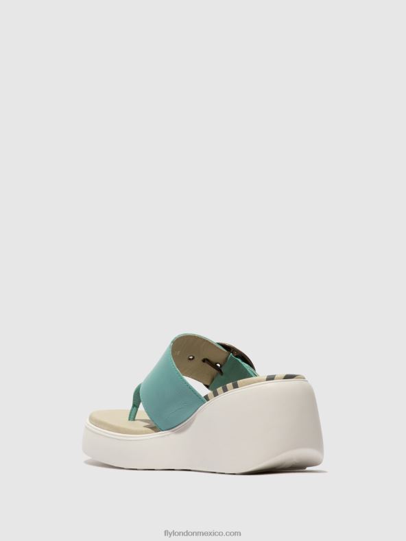 turquesa 2LT8B375 mules con hebilla dafi938 Fly London mujer