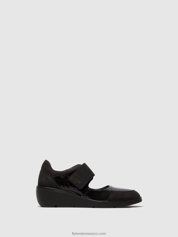 negro 2LT8B624 zapatos velcro naje583 Fly London mujer
