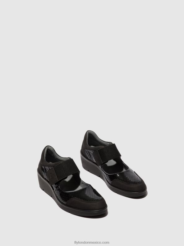negro 2LT8B624 zapatos velcro naje583 Fly London mujer