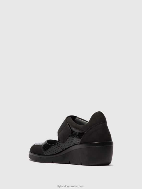 negro 2LT8B624 zapatos velcro naje583 Fly London mujer