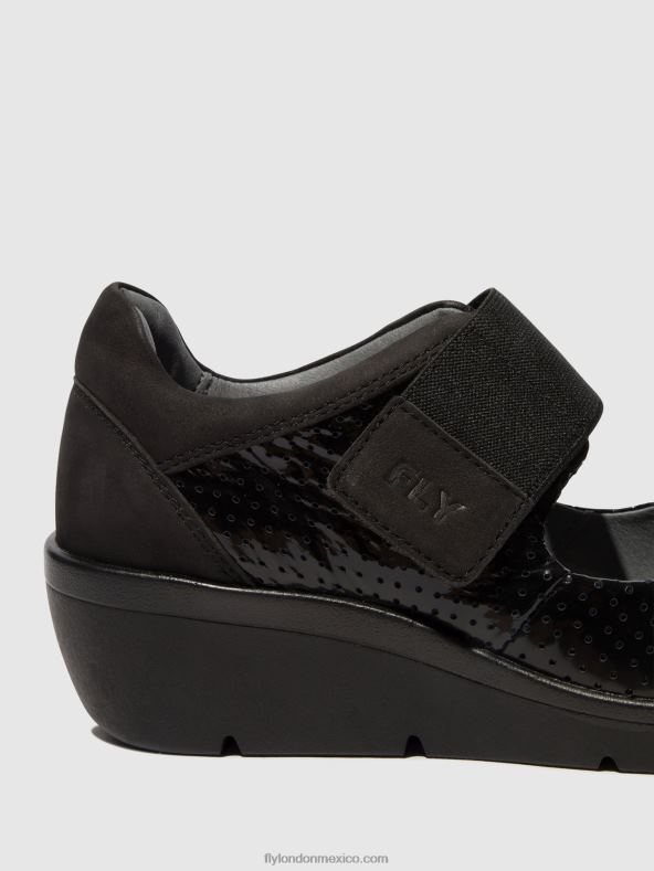 negro 2LT8B624 zapatos velcro naje583 Fly London mujer