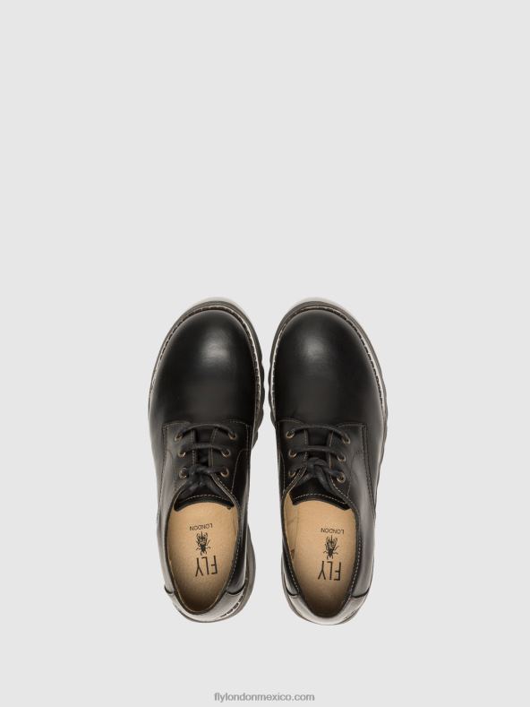 negro 2LT8B698 zapatos derby simb389 Fly London mujer