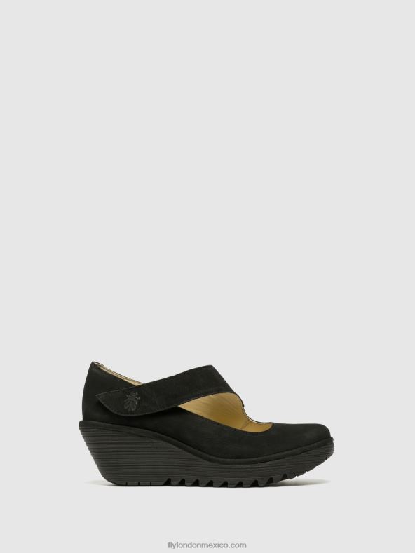 negro 2LT8B699 zapatos cuña yasi682 Fly London mujer