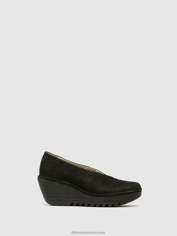negro 2LT8B700 zapatos de cuña yaz Fly London mujer