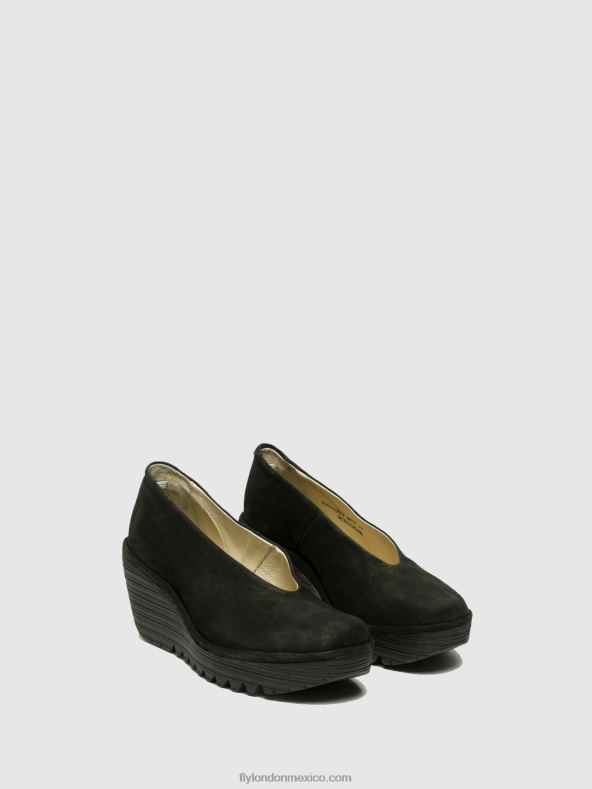 negro 2LT8B700 zapatos de cuña yaz Fly London mujer