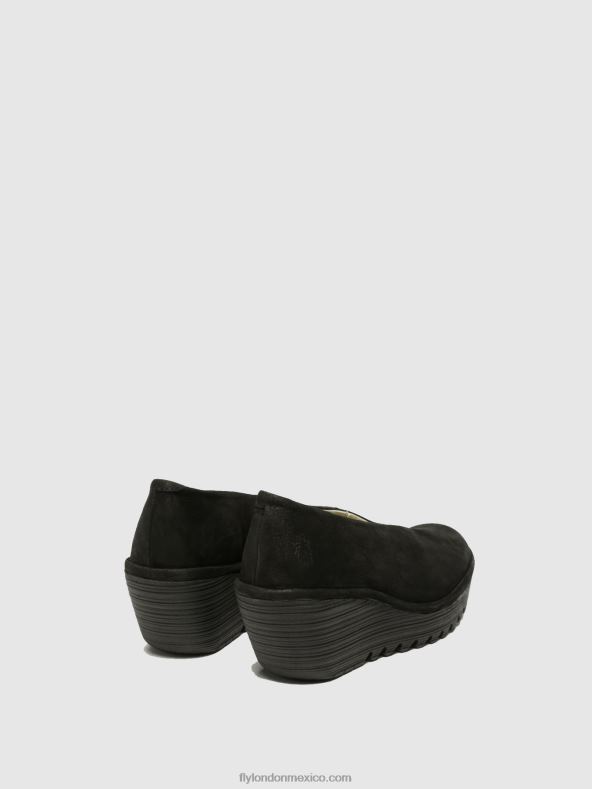 negro 2LT8B700 zapatos de cuña yaz Fly London mujer