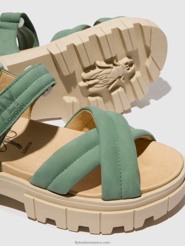 Jade verde 2LT8B546 sandalias destalonadas jada854 Fly London mujer
