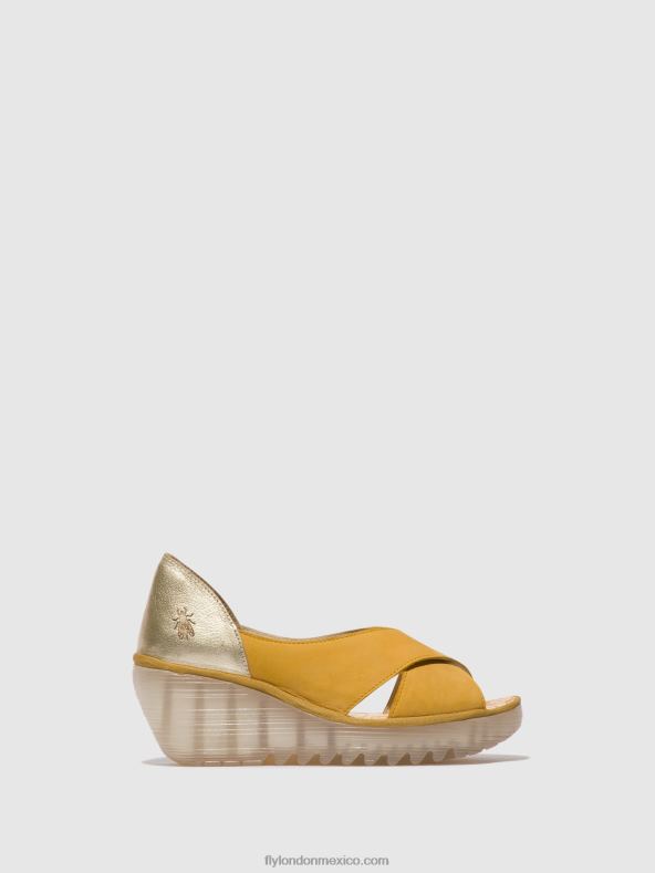 abejorro/oro 2LT8B490 sandalias cruzadas yoma307 Fly London mujer