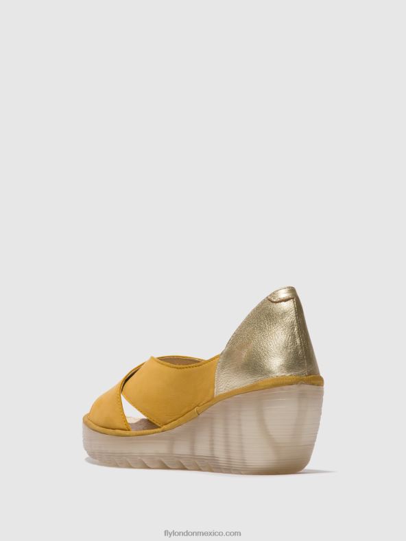 abejorro/oro 2LT8B490 sandalias cruzadas yoma307 Fly London mujer